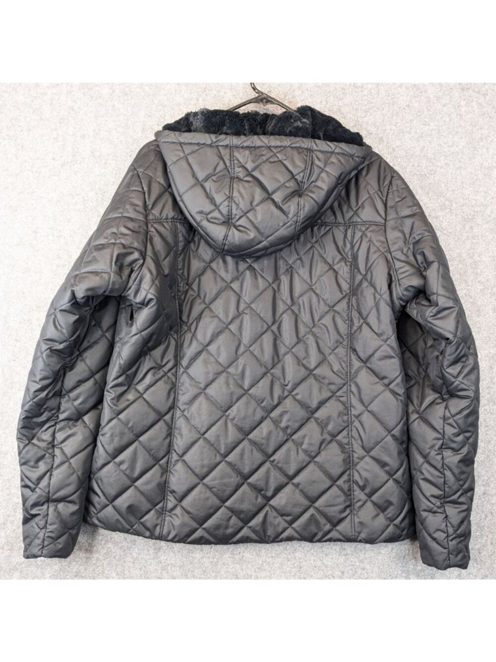 Columbia Womens XL Quilted Jacket Hooded Black Copper Crest Fleece Lined Coat - Picture 2 of 13